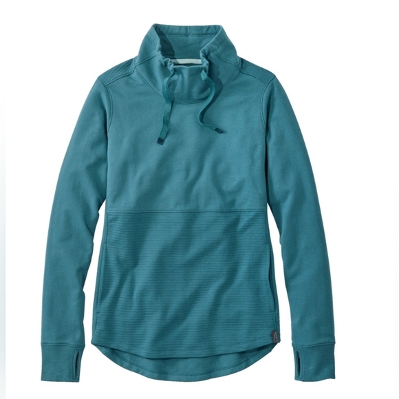 Women's L.L.Bean Green Cozy Mixed-Knit Pullover - Petite Small - Picture 1 of 7